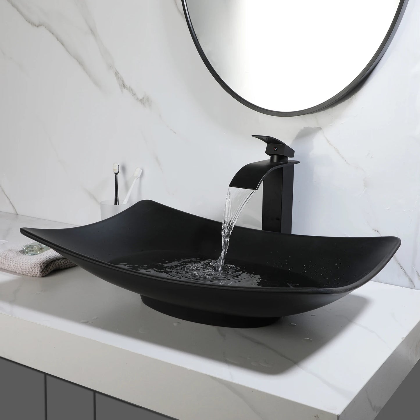 Yanksmart Bathroom Vessel Sink With Faucet Combo Above Counter