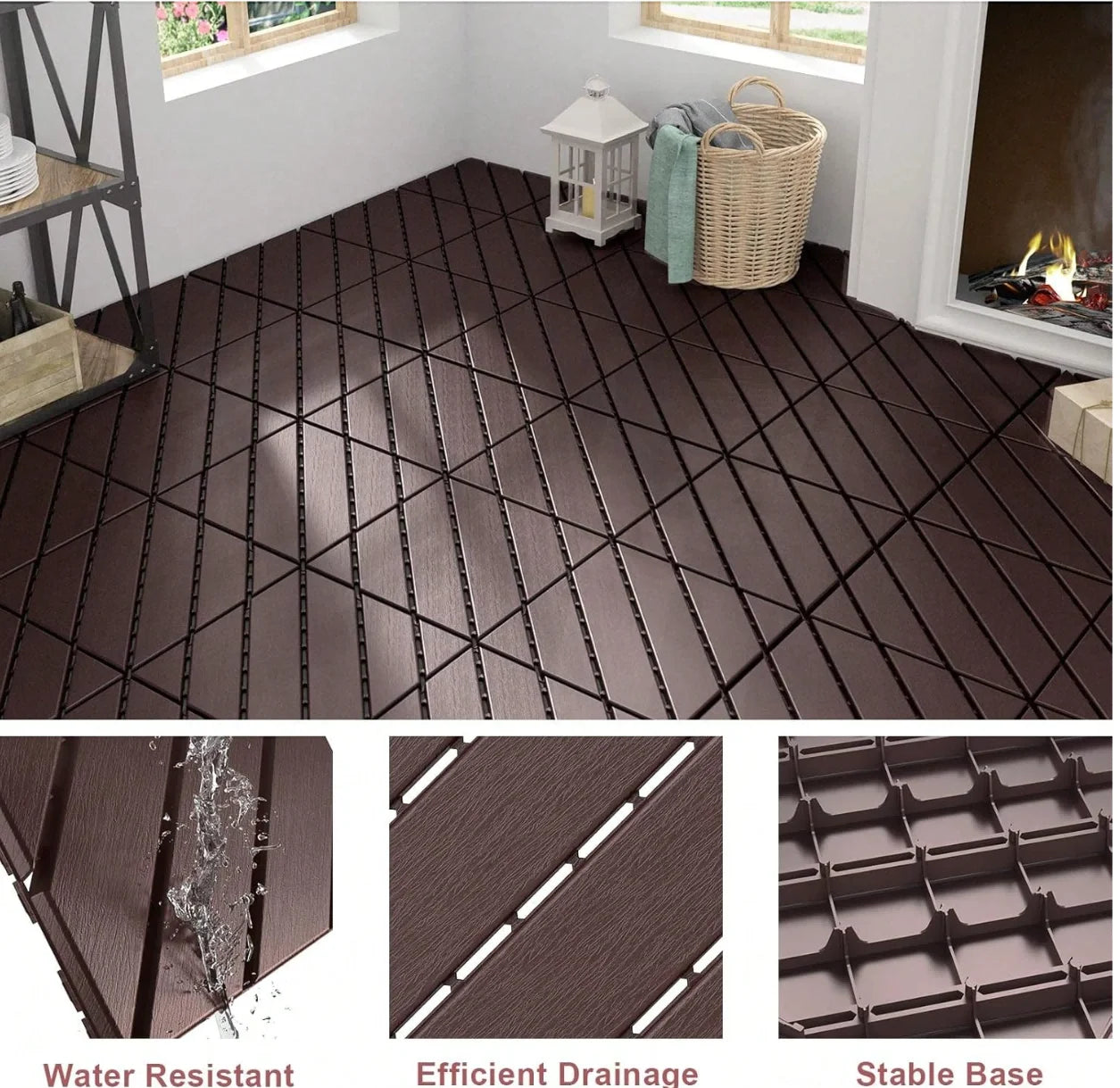 Patio Deck Tiles 44 Pack Interlocking PVC Outdoor Flooring