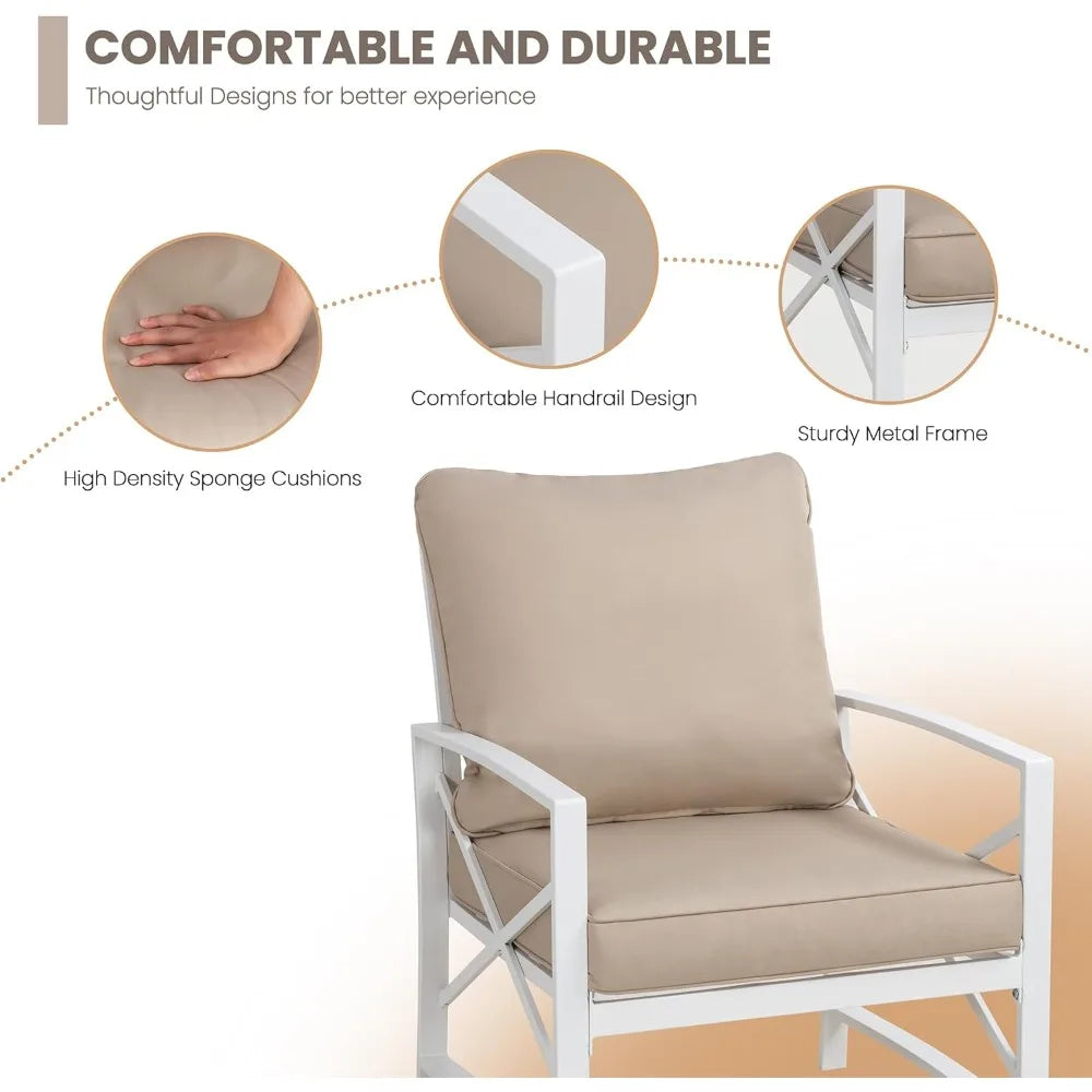 Modern Outdoor Metal Sectional Set With Conversation Chairs