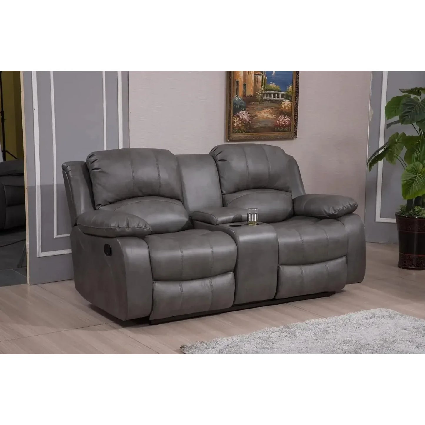 Leather Air Reclining Sofa Loveseat Set For Living Room Furniture