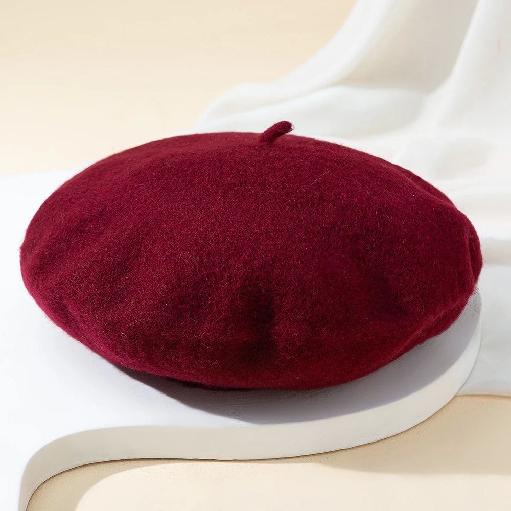 Womens Wool Beret Fashion Retro Artist Hat For Everyday Wear