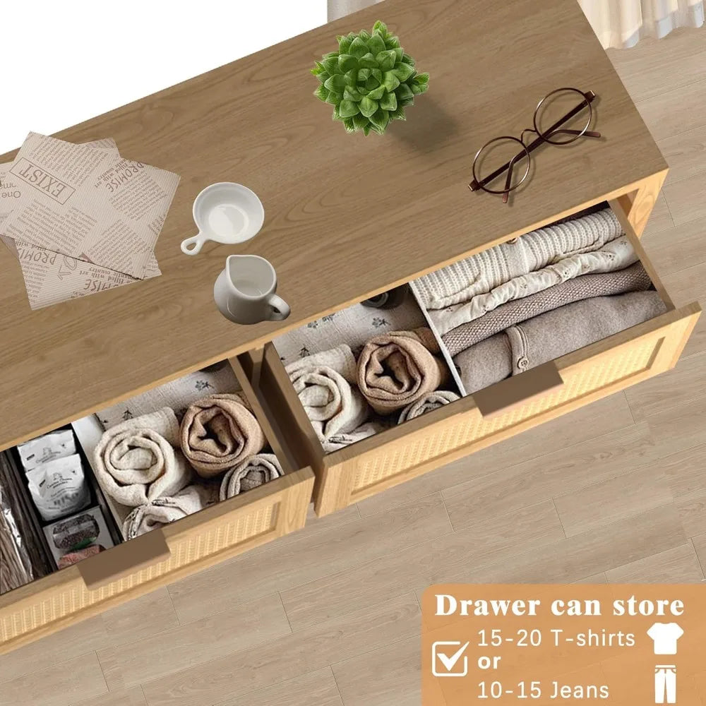 RBXC Rustic Oak Dresser and Nightstands Set with Gold Handles