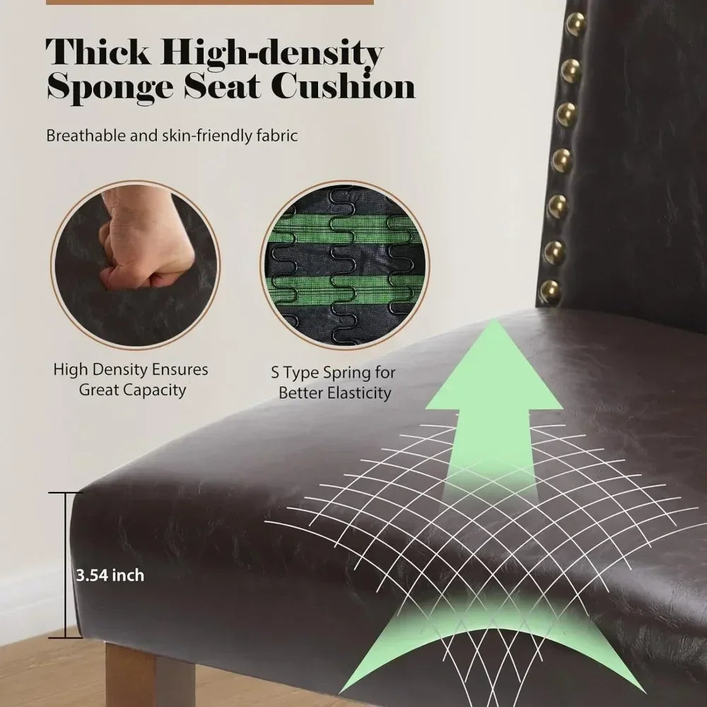 Unbrand Leather Dining Chairs Set Of 4 With Nailhead Trim