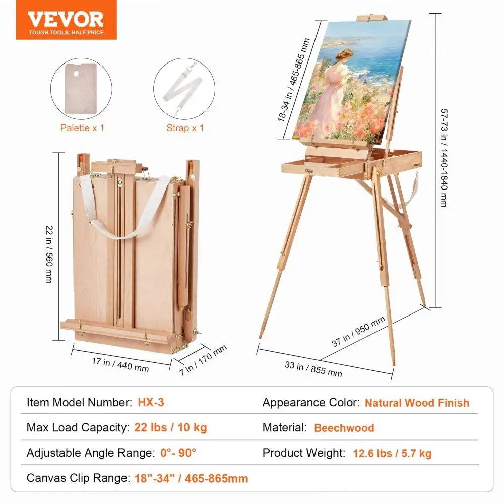Hign Concerned French Easel Canvas Holder Beechwood