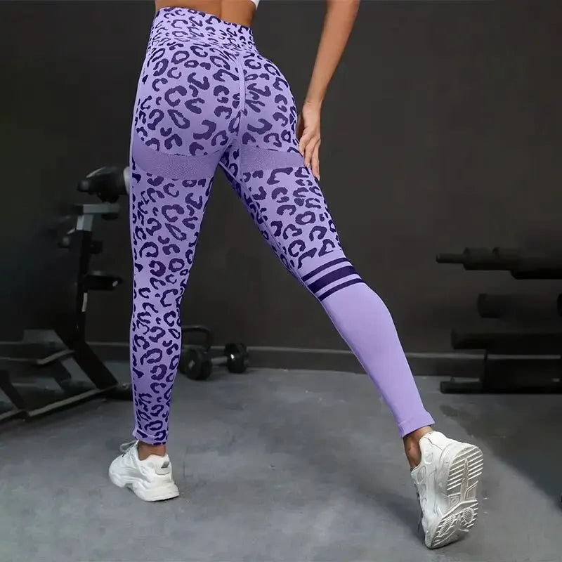 Leopard Print Seamless High Waist Yoga Pants Quick Drying