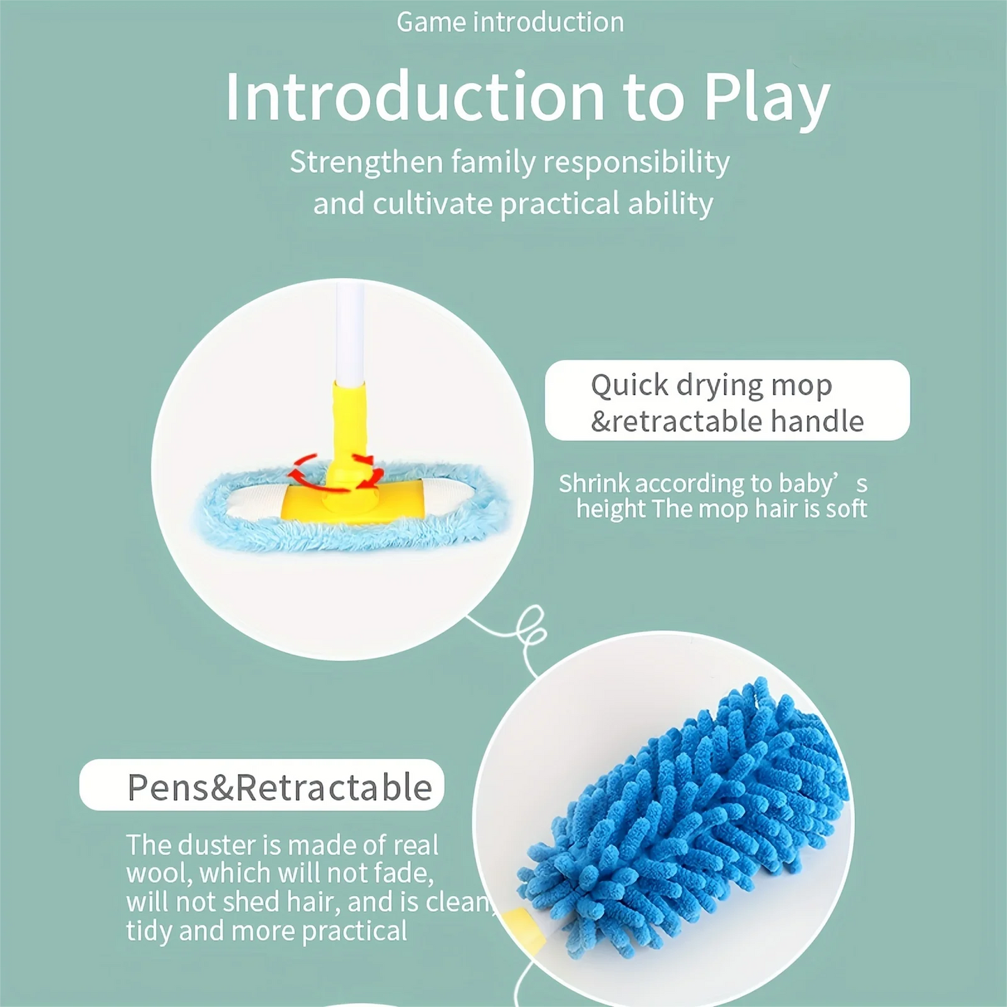 Jovow Kids Cleaning Set 12 Piece Pretend Play Toys