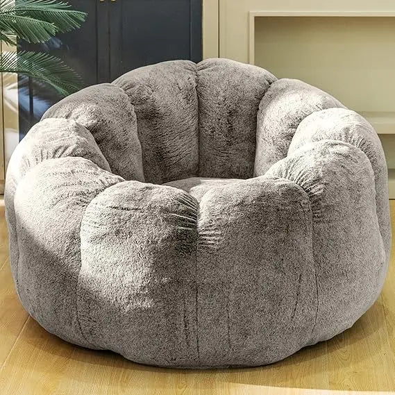 Bean Bag Chair With Filler Faux Fur Memory Foam Lounge Chair Petal Armrest For Bedroom Living Room Dorm