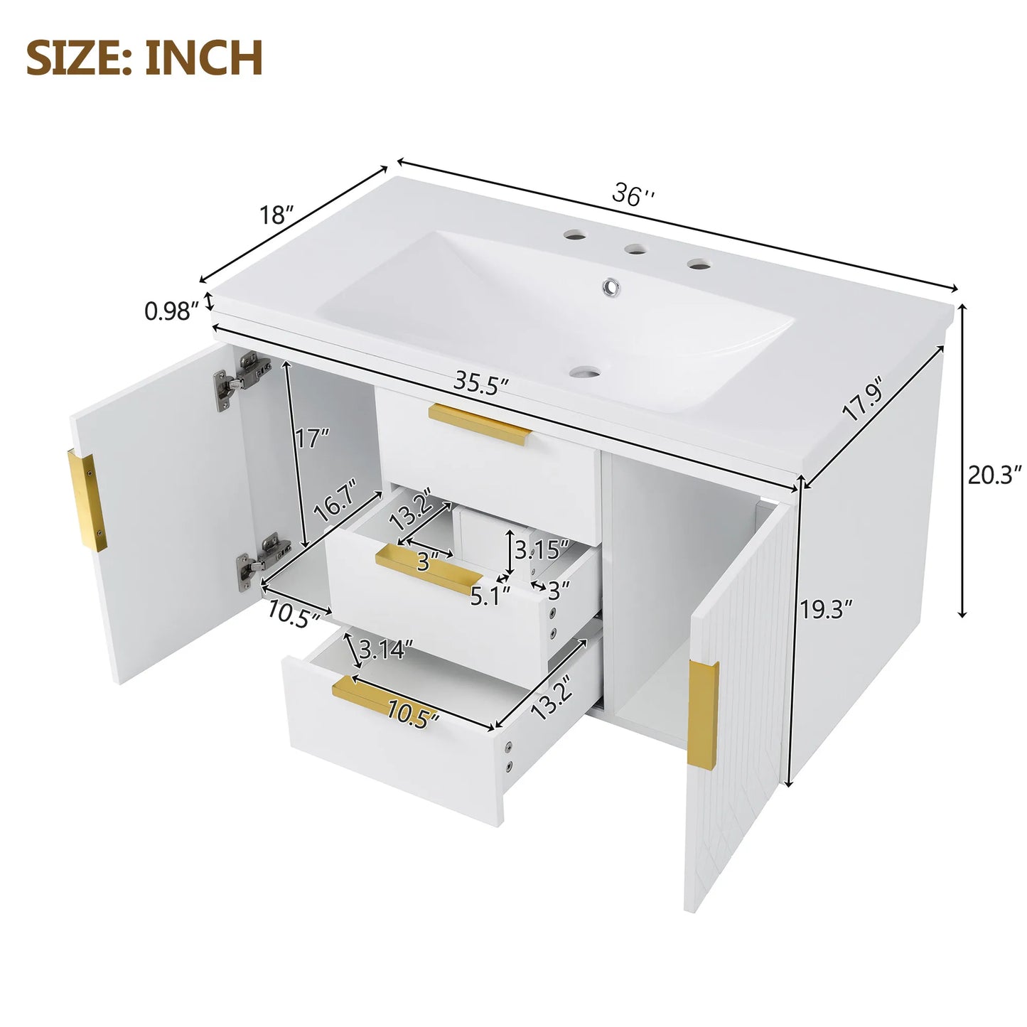 Sh.Kl Wall Mounted Bathroom Vanity With Sink