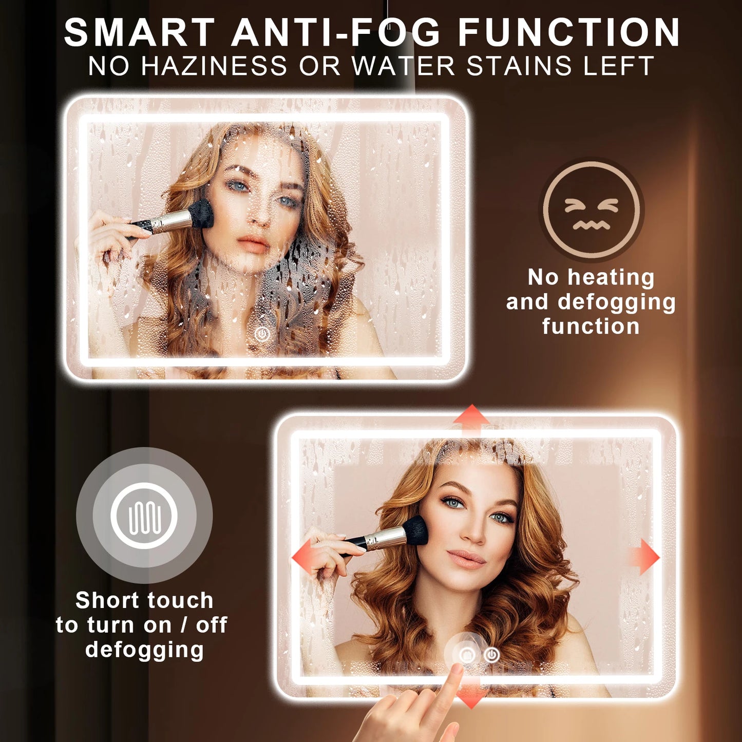 MYGIIVOVO LED Backlit Fogless Vanity Mirror With Demister And Dimmable