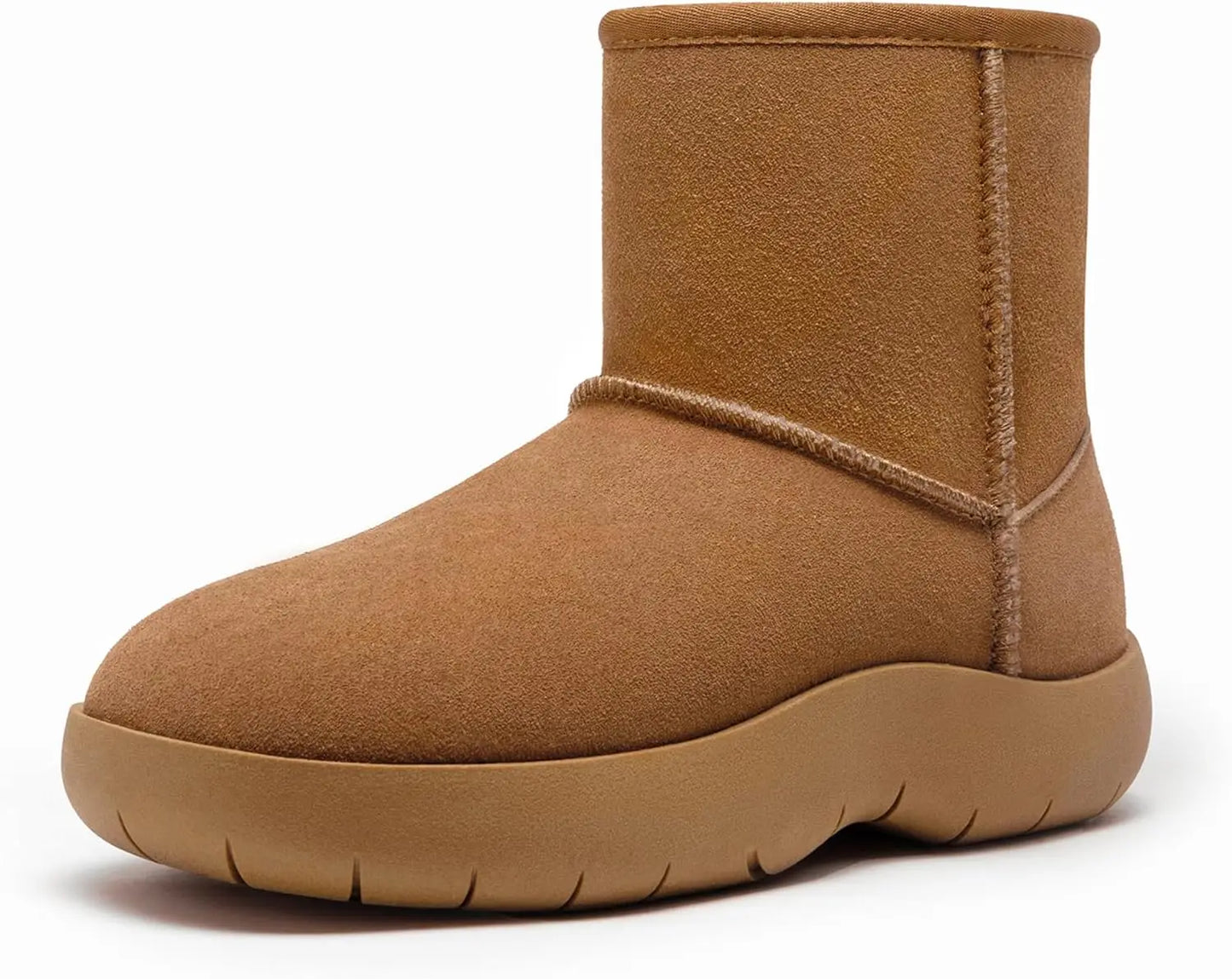 Fujian Genuine Suede Womens Ankle Boots Fur Lined Snow Boots