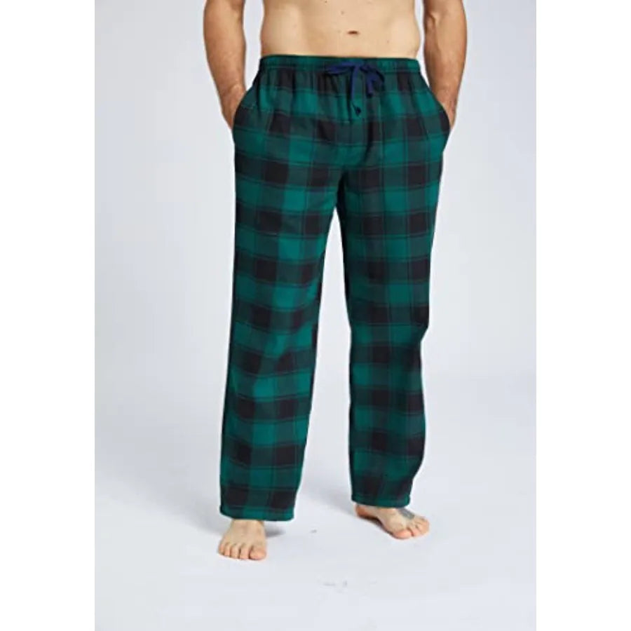 Mens Pajama Pants Set 3 Pack With Pockets Button Fly