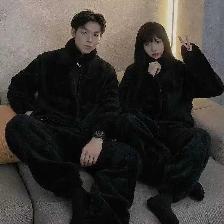 Winter Coral Fleece Pajama Set for Men and Women Warm