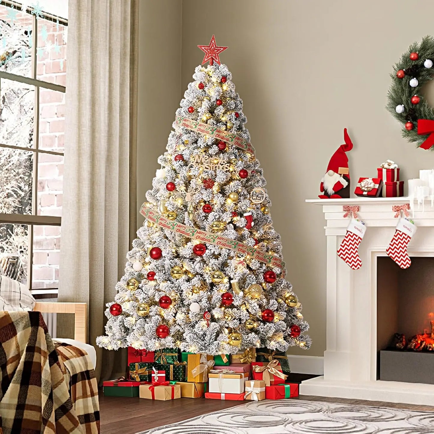 Electronic Prelit Christmas Tree With 450 Warm White Lights