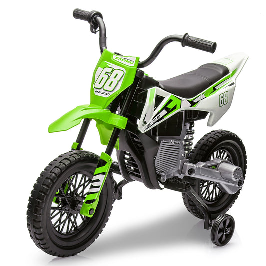 HiMISS 12V Kids Electric Dirt Bike With Twist Grip Throttle Training Wheels