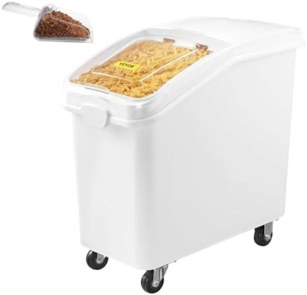 Ingredient Storage Bin Set With Wheels Sliding Lid And Scoop
