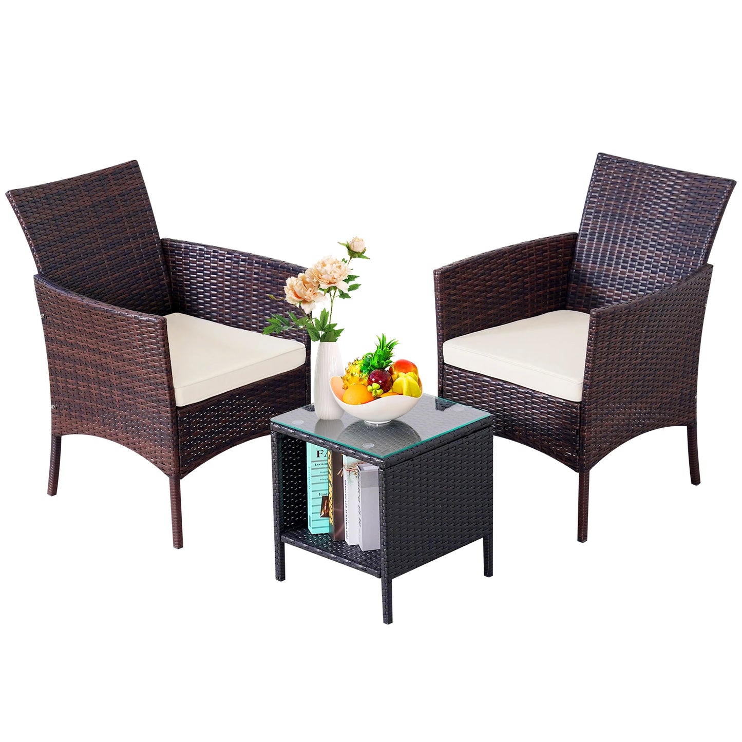 Naga Bahna 3 Piece Outdoor Patio Bistro Set Rattan Furniture