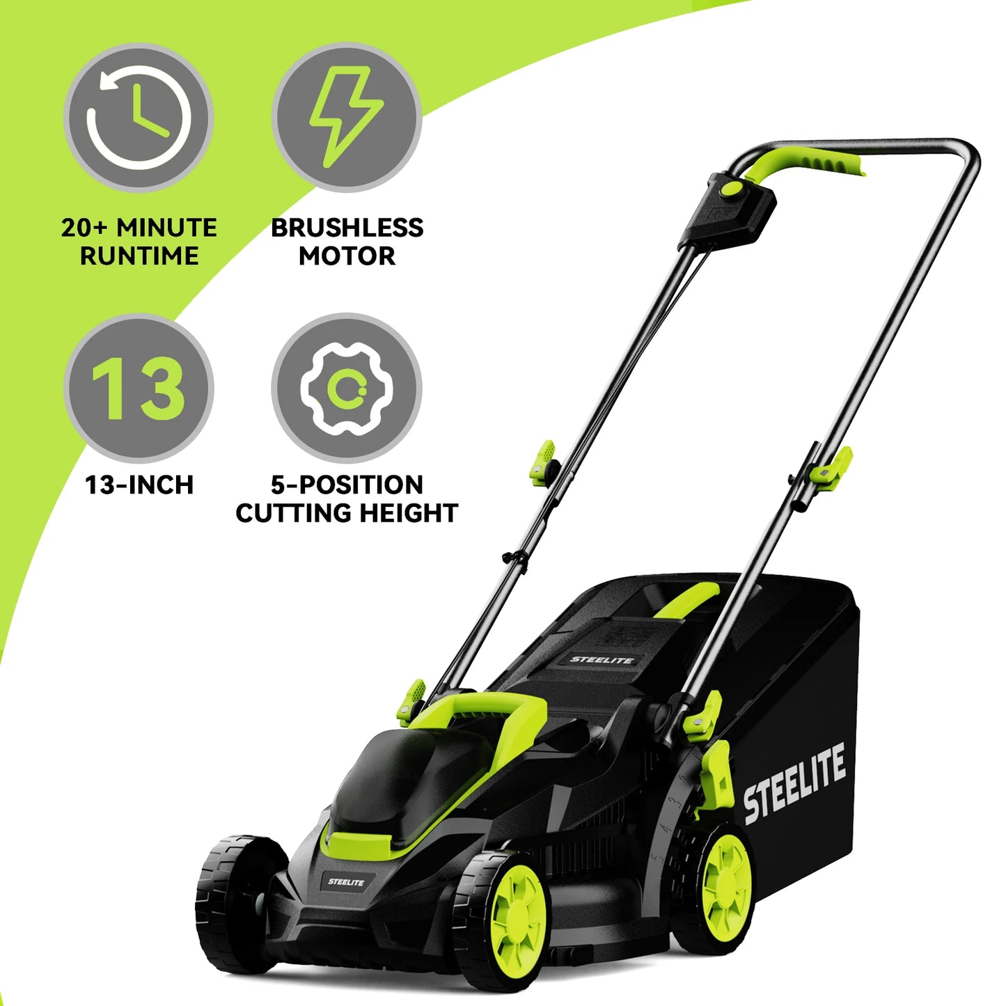 Deli Cordless Brushless 21V 4Ah Battery Electric Lawn Mower 2 In 1 With Charger Included