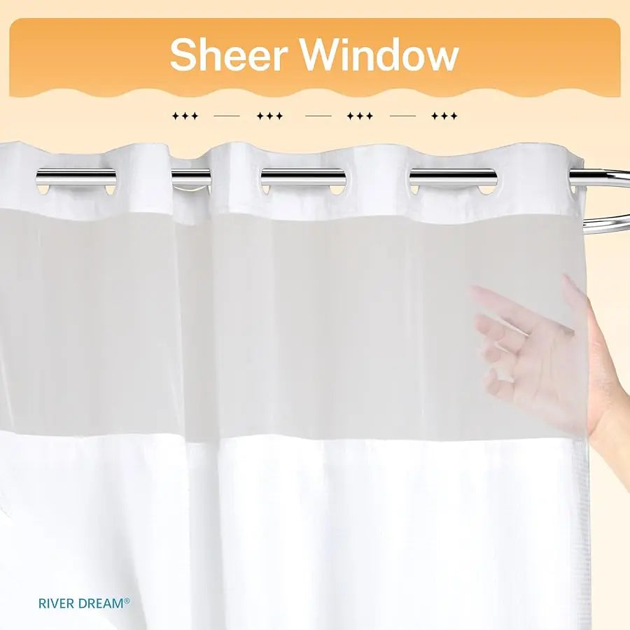 Heavyweight Dotted Waffle Weave Shower Curtain With Snap In Liner