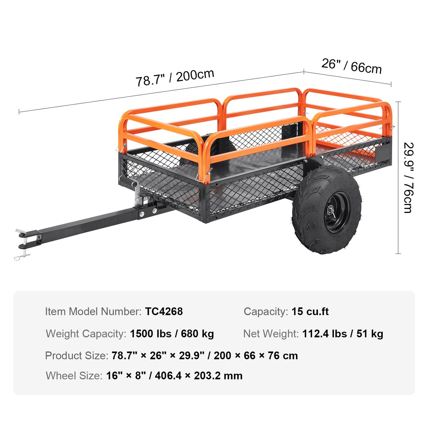 SucceBuy Heavy Duty ATV Dump Trailer With Removable Sides