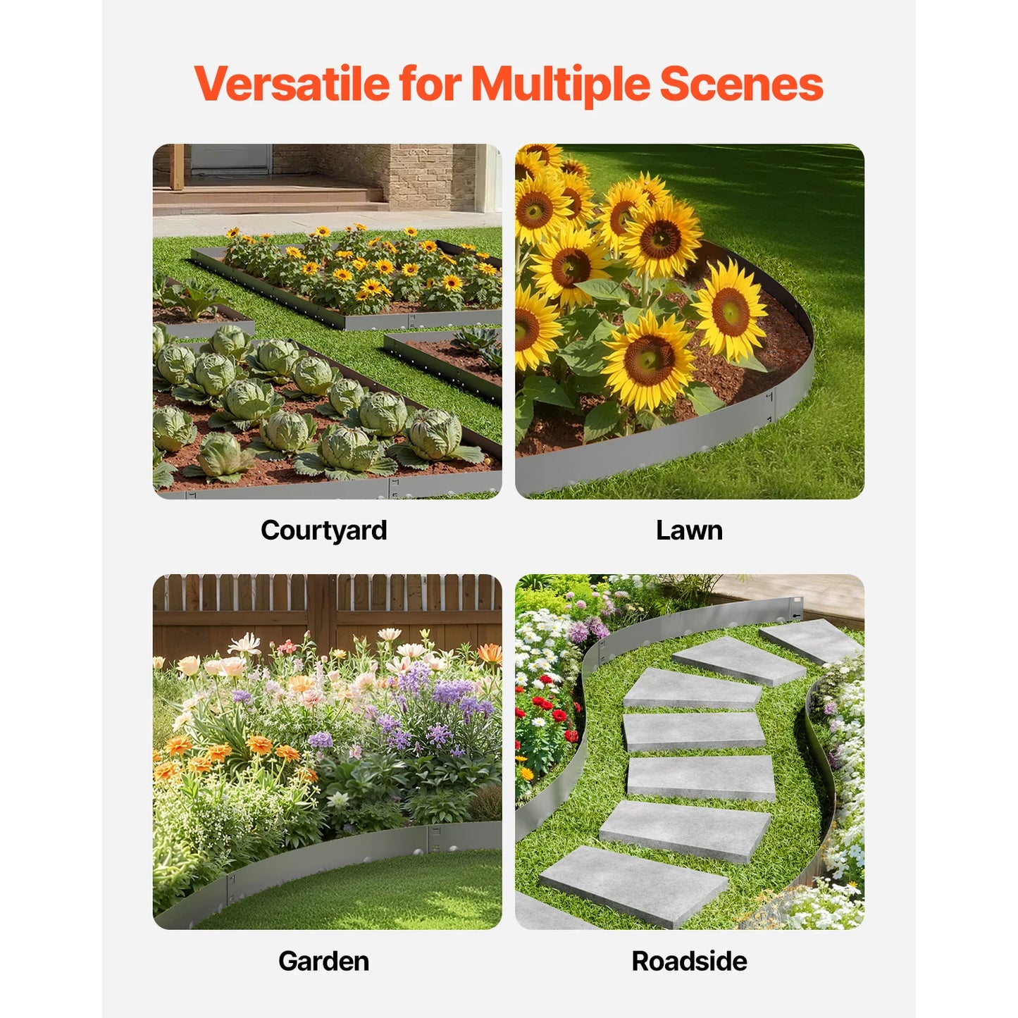 Steel Landscape Edging Set Rust-Resistant Bendable Border