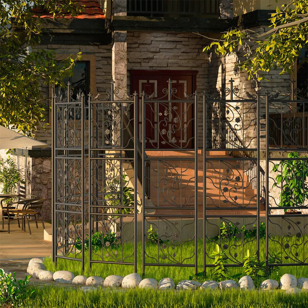2 Pack Thick Metal Garden Trellis Bird Leaf Fence Panel