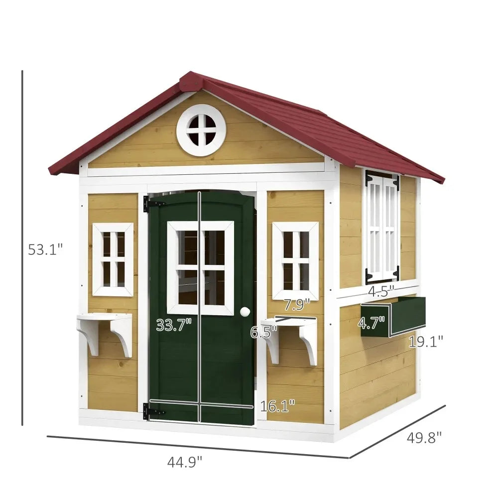 Frame Outdoor Wooden Kids Playhouse With Door And Window