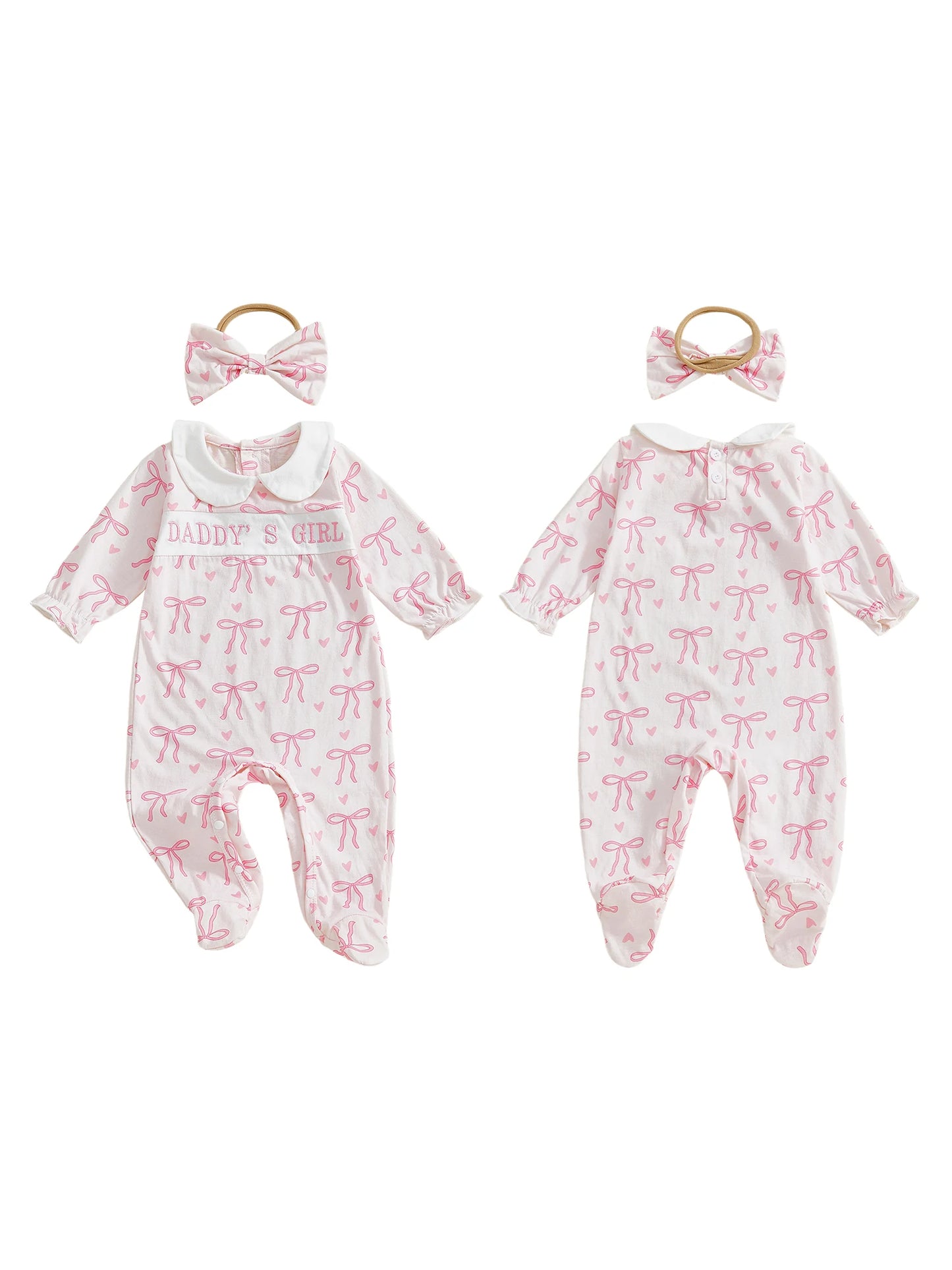 Floral Toddler Girl Ruffle Sleeve Romper With Lace Collar Set