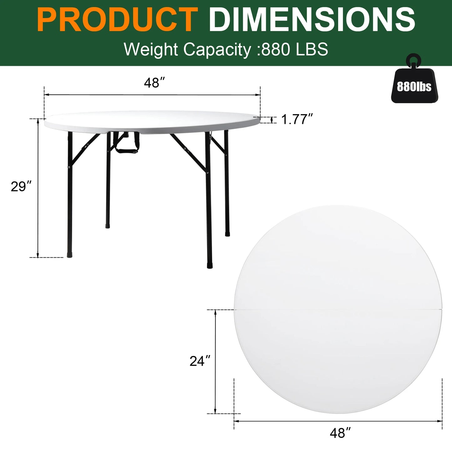 Hign-concerned Round Folding Outdoor Utility Table HDPE