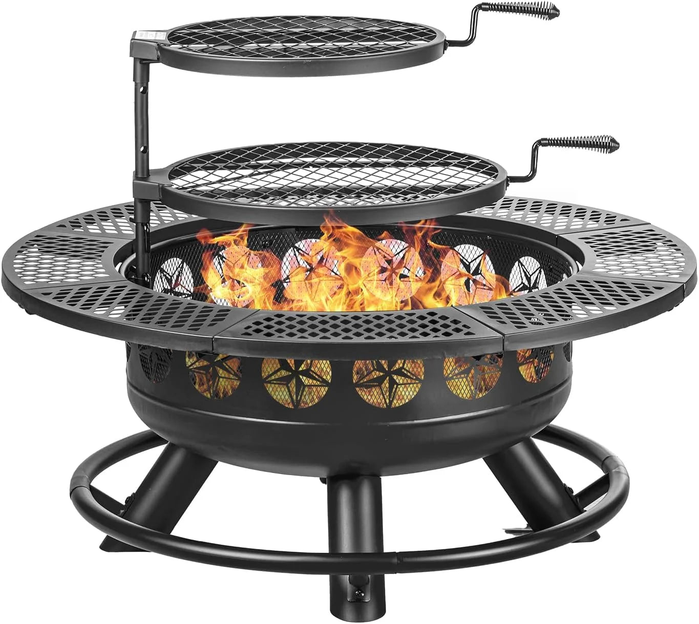 Outdoor Fire Pit With Grills And Lid