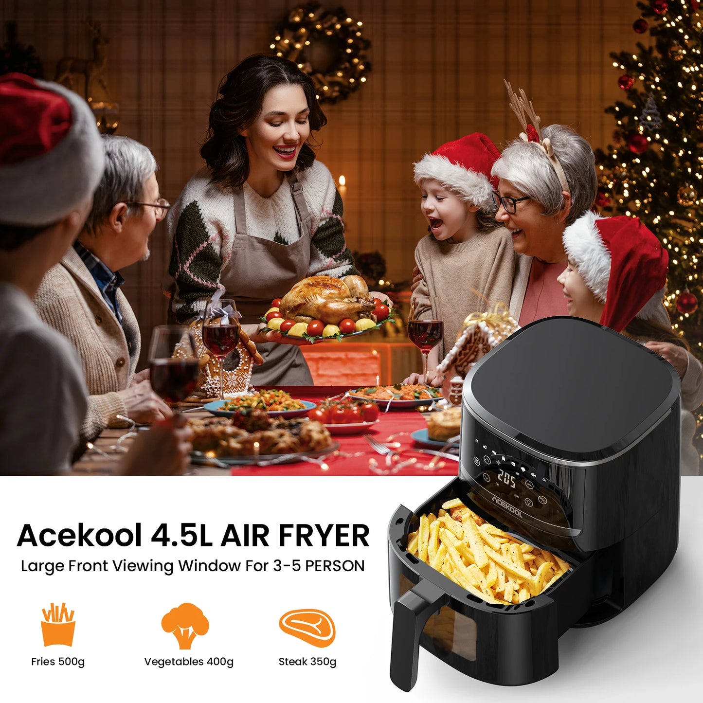Acekool Digital Air Fryer Toaster Oven With 8 Presets