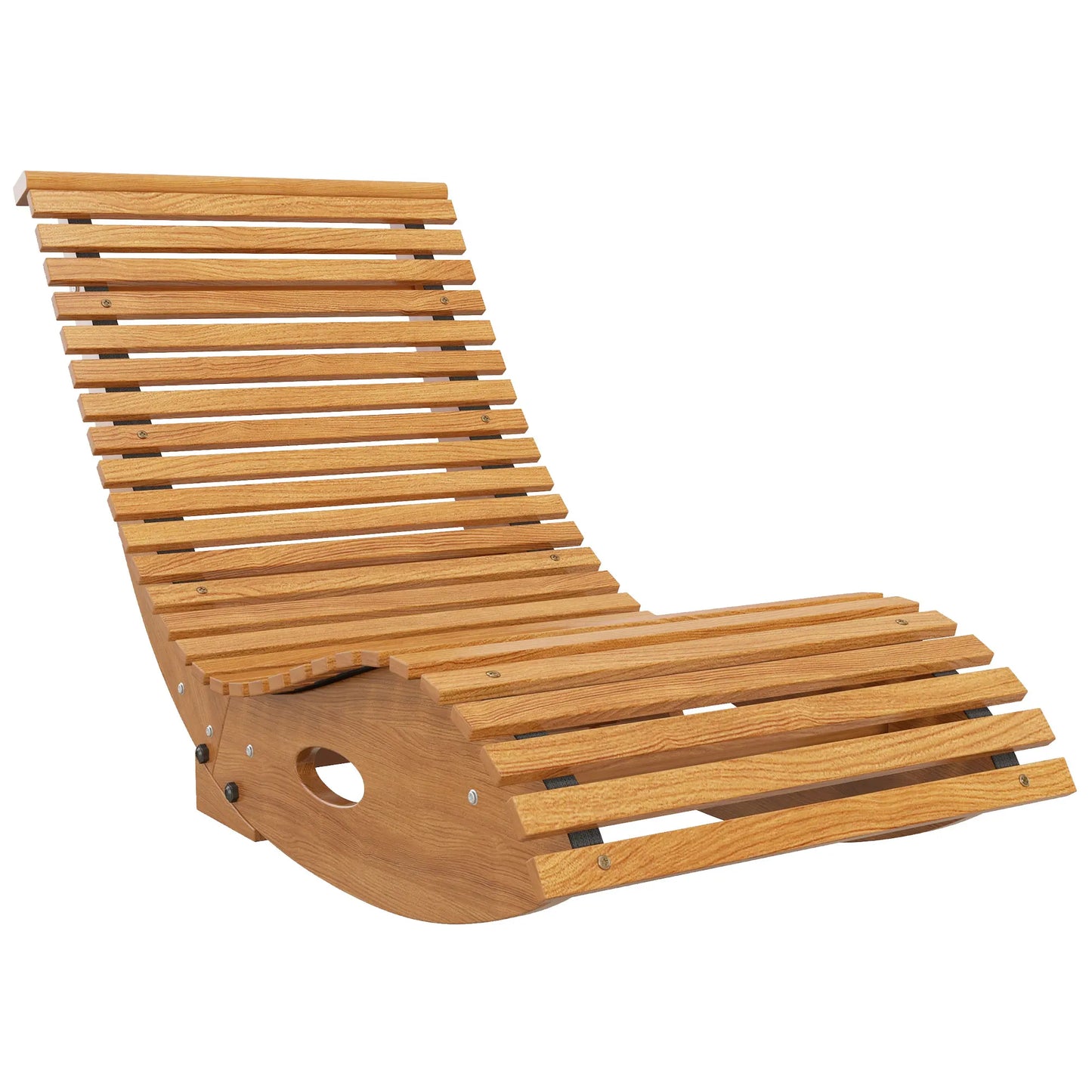 Outsunny Outdoor Teak Slatted Rocking Chair