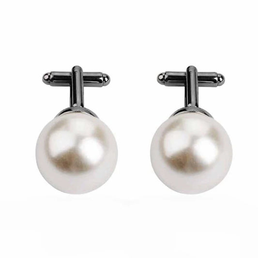 Round Simulated Pearl Beads Cufflinks For Men Wedding Gift