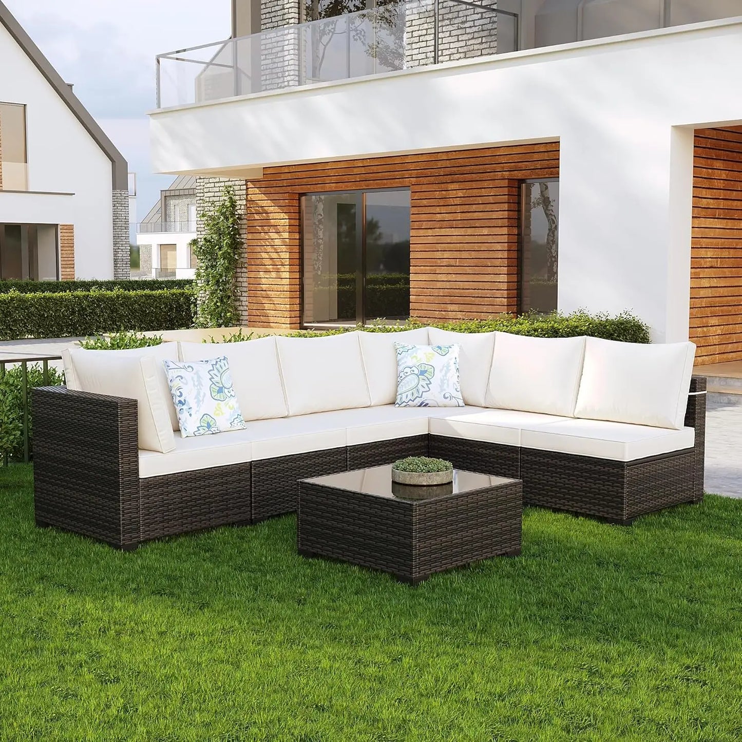 HUANZHUANG Outdoor Wicker Patio Furniture Set With Fire Pit