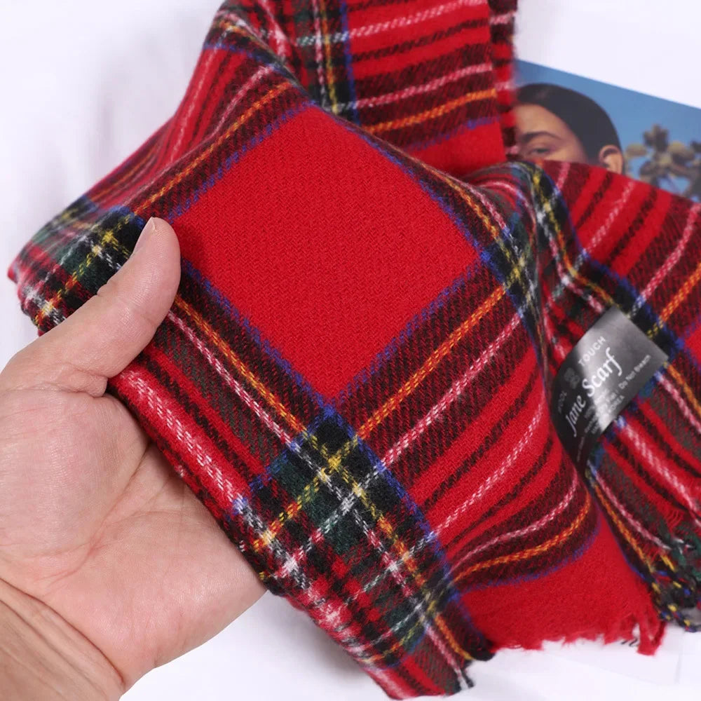 Scottish Style Tartan Warm Scarf For Women Plaid Shawl