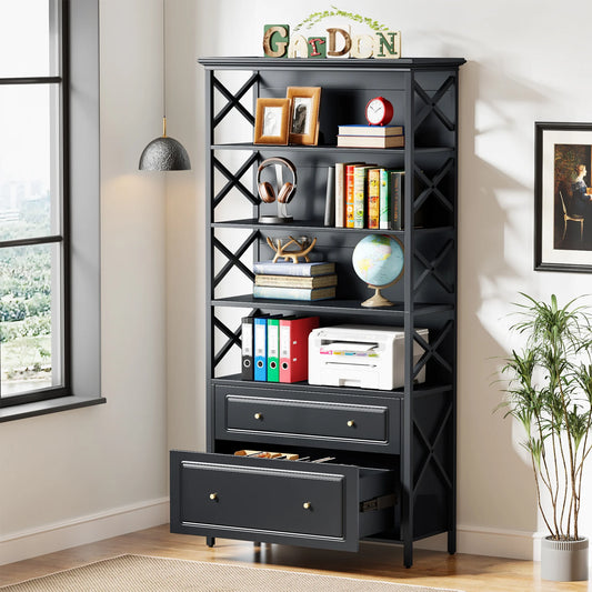 Tribesigns Tall 2 Drawer File Cabinet With Shelves