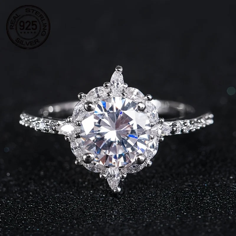 WPOOCC 925 Sterling Silver Zircon Wedding Band For Women