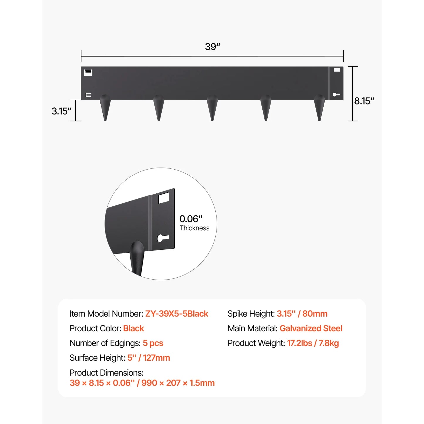 Steel Landscape Edging Set Rust-Resistant Bendable Border