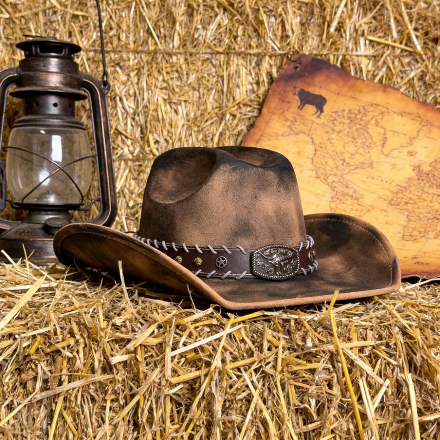 Classic Cowboy Hat With Wide Brim Concho Band Unisex