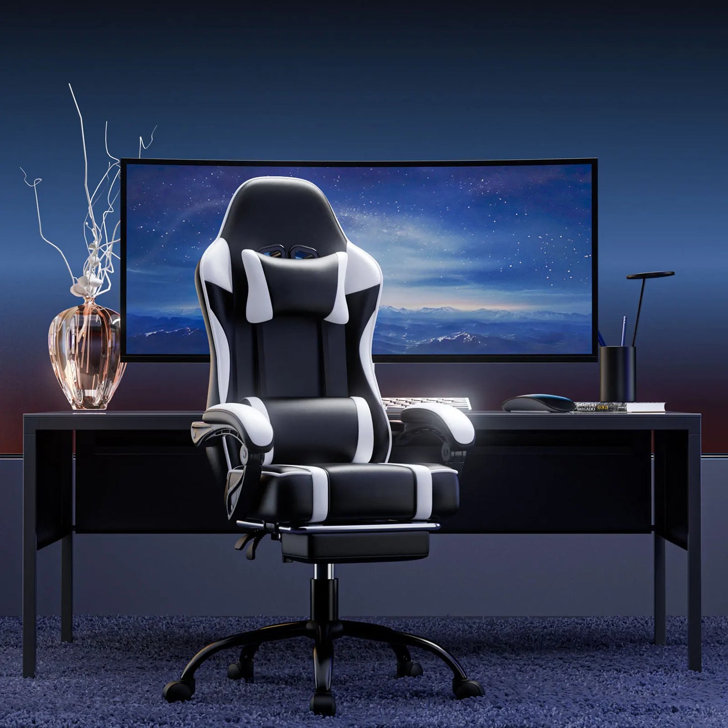 AnYu Furniture Ergonomic Gaming Chair Recliner With Massager