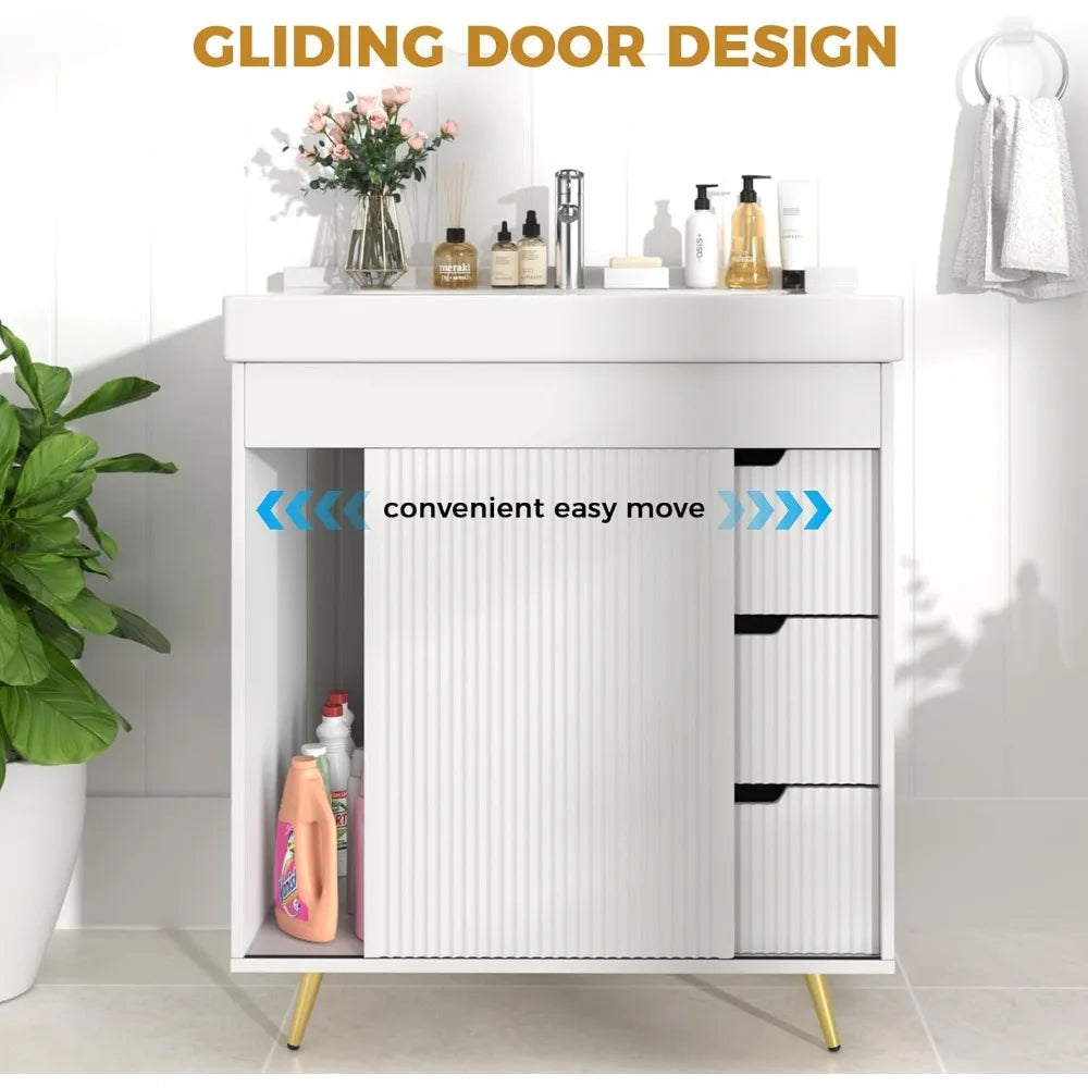 Modern Bathroom Vanity Cabinet With Sink And Mirror