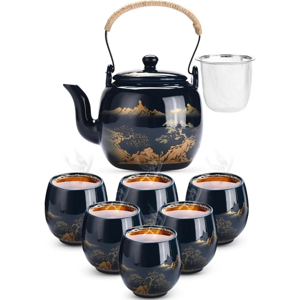 Porcelain Kitchen Tea Set With Teapots And Cups