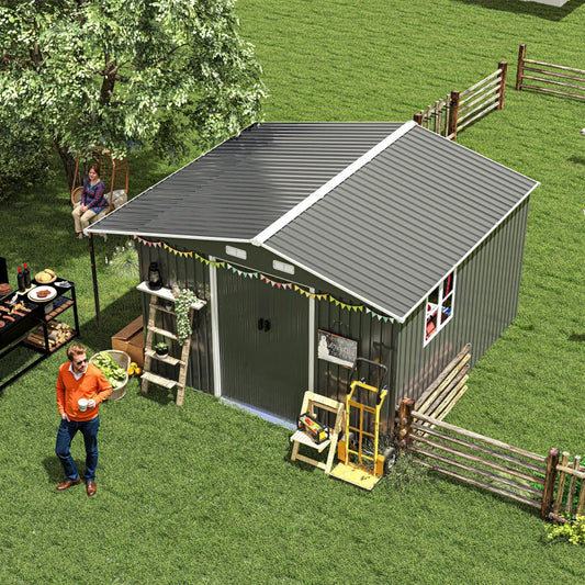 Heavy Duty Metal Outdoor Storage Shed With Lockable Door