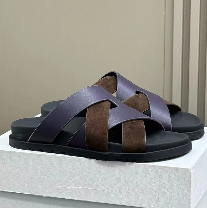 Braided Calfskin Sandals Leather Slippers For Women Beach Vacation
