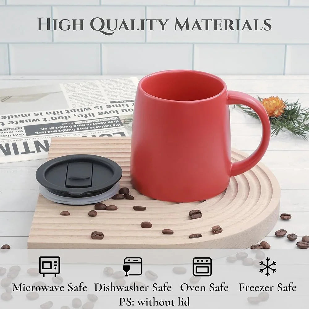 XMSJ Classic Ceramic Coffee Mugs Set Of 4 With Lids