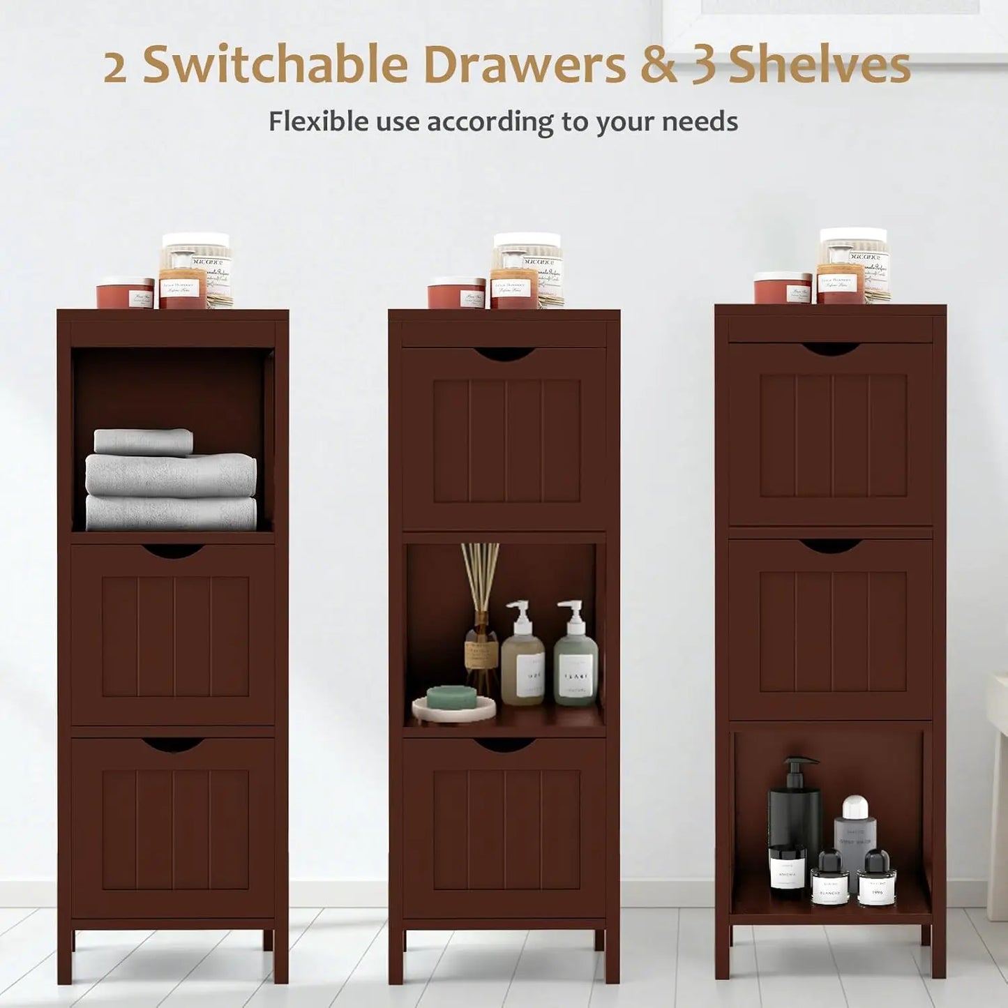 Small Bathroom Storage Cabinet With Detachable Drawers