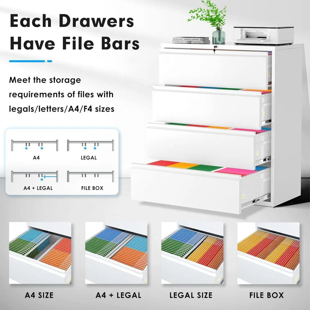 Color 4 Drawer Metal File Cabinet With Lock Home Office
