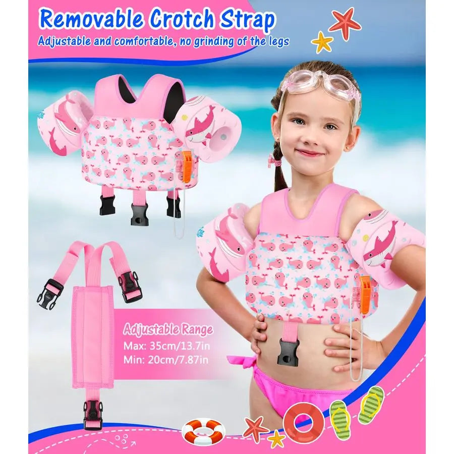 Cartoon Toddler Swim Vest With Crotch Strap Water Wings