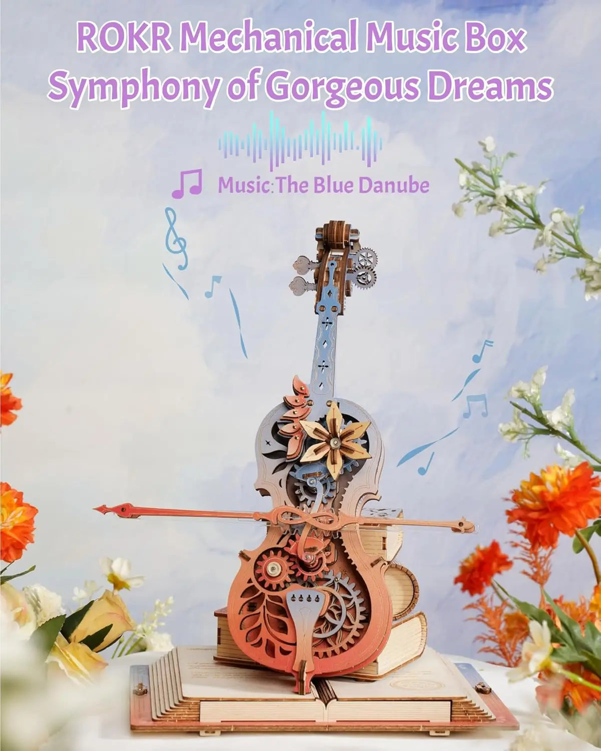 ROKR 3D Magic Cello Mechanical Music Box Puzzle Set