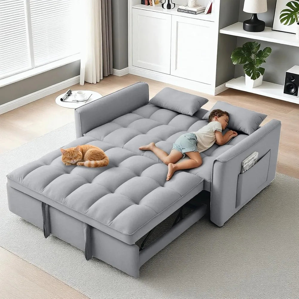 Combination Pullout Sleeper Sofa With Adjustable Backrest