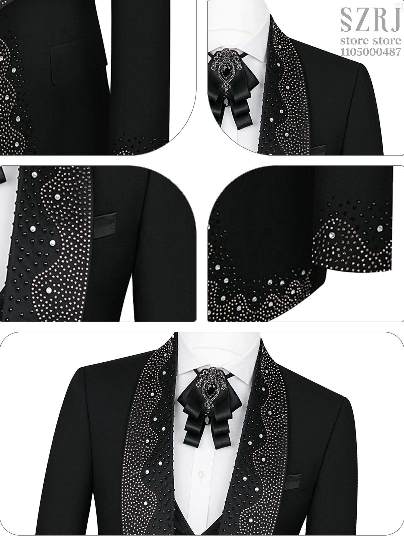 Men's 3-Piece Suit Set With Decorative Lapel